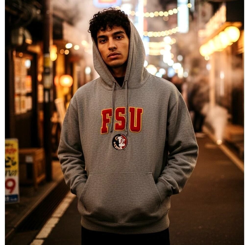 Champs Mens Florida State Seminoles Gray Embroidered Pullover Hoodie - Size: XL